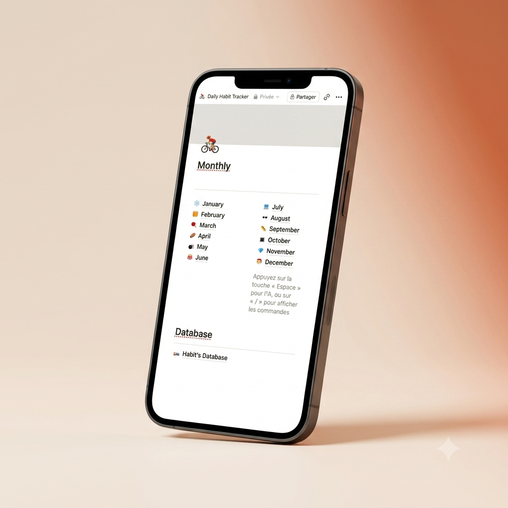 Notion habit tracker monthly view calendar navigation mobile