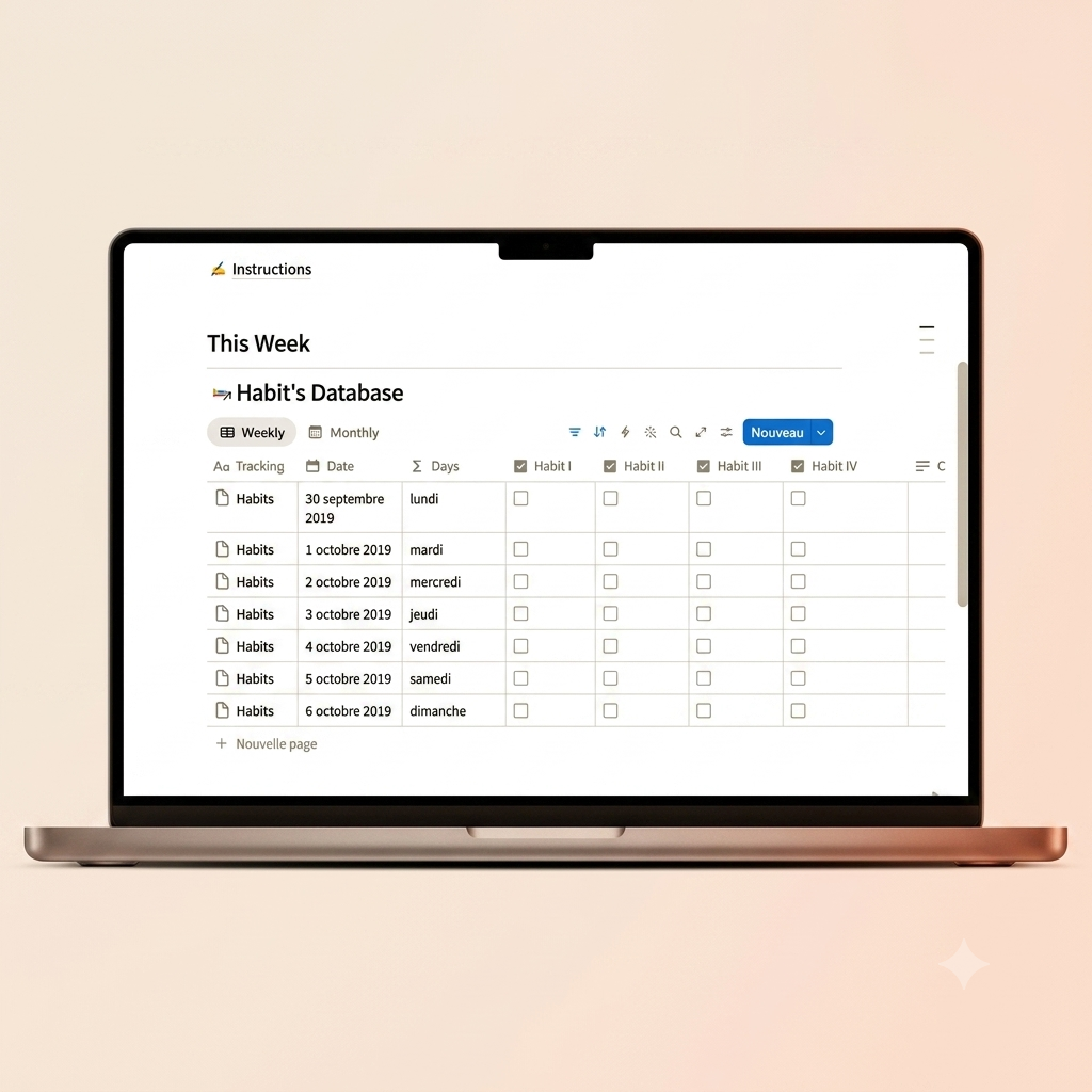 Notion habit tracker weekly database checkbox tracking table