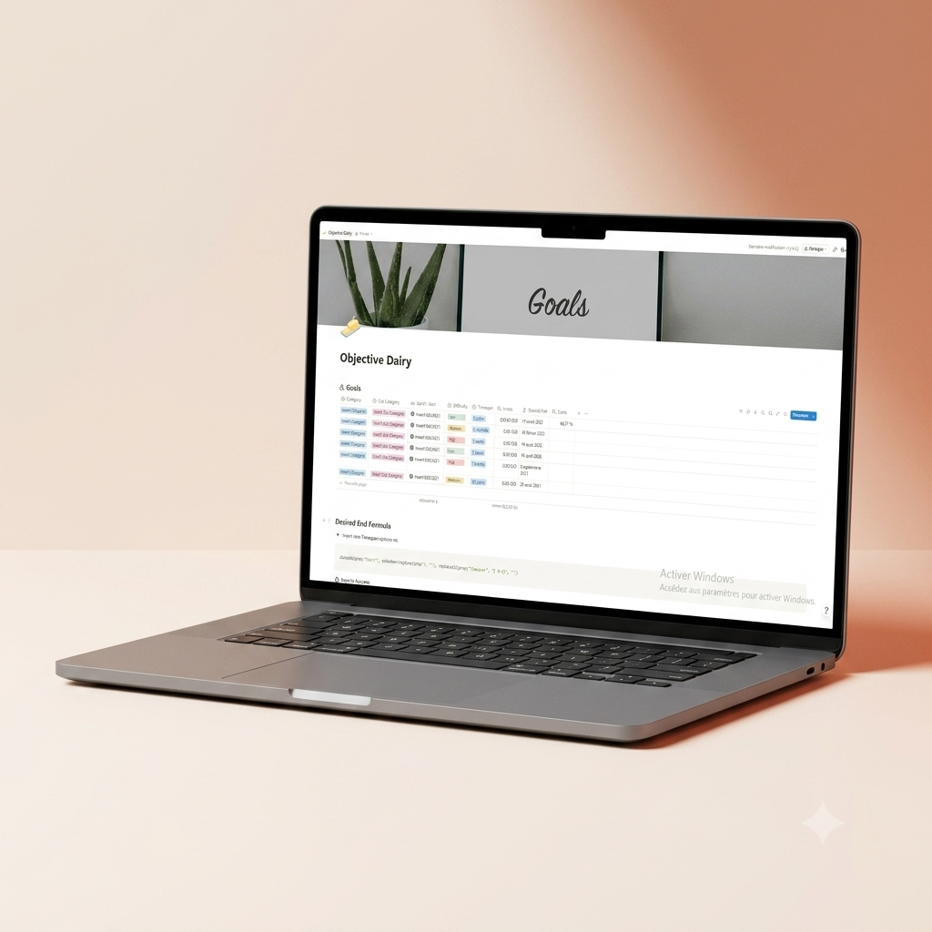 Notion goal database with automatic deadline calculation